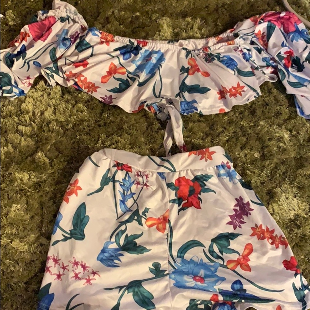 Off the shoulder crop top with shorts